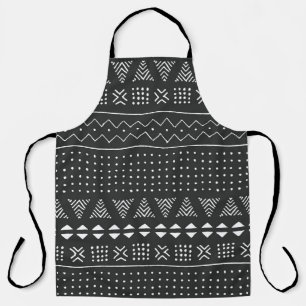 Tablier Ethnie tribale : motif noir blanc.