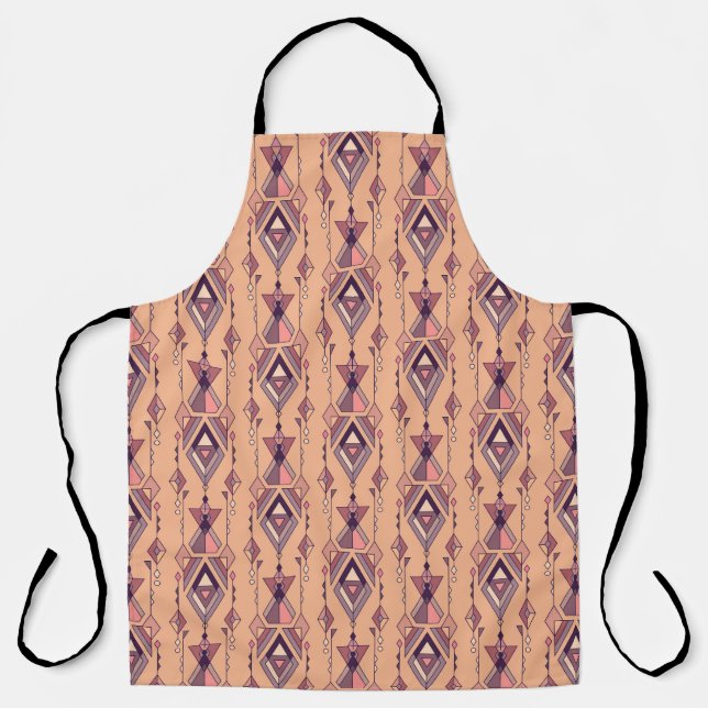 Tablier Ethnique tribale : Aztec Mexicain sans couture Vin (Recto)