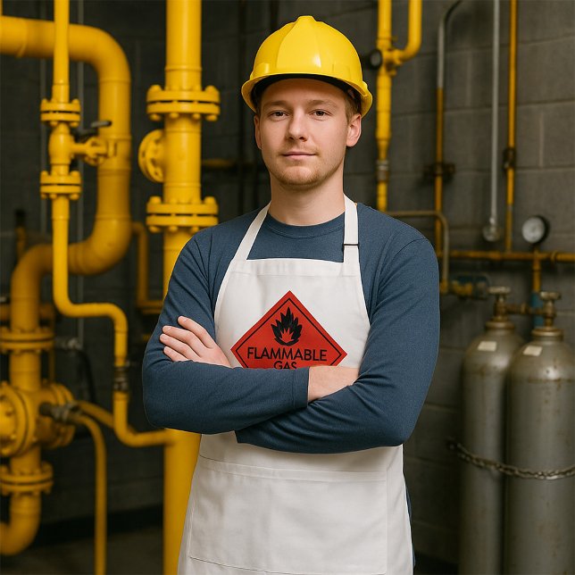 Tablier Étiquette de sécurité pour gaz inflammable, pannea (Créateur téléchargé)