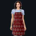 Tablier Étoile de David | HEUREUX CHANUKAH | Monogramme<br><div class="desc">Élégant HAPPY CHANUKAH Apron avec faux argent STAR OF DAVID motif contre un rouge profond, arrière - plan bordeaux. Au milieu il y a un texte CUSTOMIZABLE qui lit HAPPY CHANUKAH dans la fausse typographie argentée. En haut il y a un MONOGRAM PERSONNALISABLE, que vous pouvez remplacer par le vôtre....</div>