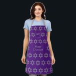 Tablier Étoile de David | HEUREUX CHANUKAH | Monogramme vi<br><div class="desc">Élégant HAPPY CHANUKAH Apron avec faux argent STAR OF DAVID motif contre un arrière - plan royal violet. Au milieu il y a un texte CUSTOMIZABLE qui lit HAPPY CHANUKAH dans la fausse typographie argentée. En haut il y a un MONOGRAM PERSONNALISABLE, que vous pouvez remplacer par le vôtre. Éléments...</div>