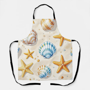 Tablier Étoile de mer coquillages des mers motif plage