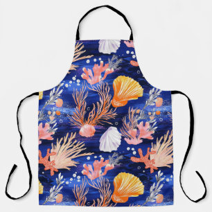Tablier Étoile de mer de coquillages tropicaux orange rose