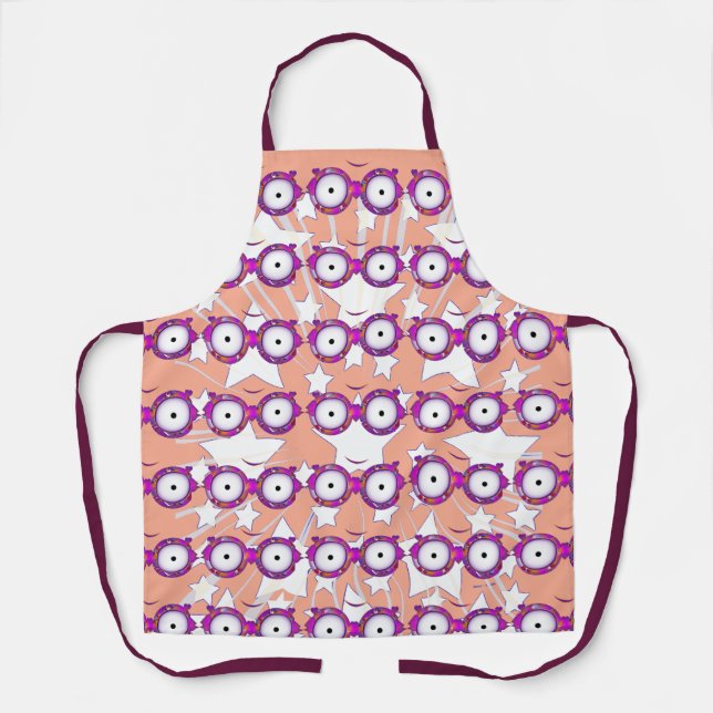 Tablier Étoiles Avec Lunettes Corail   (Recto)