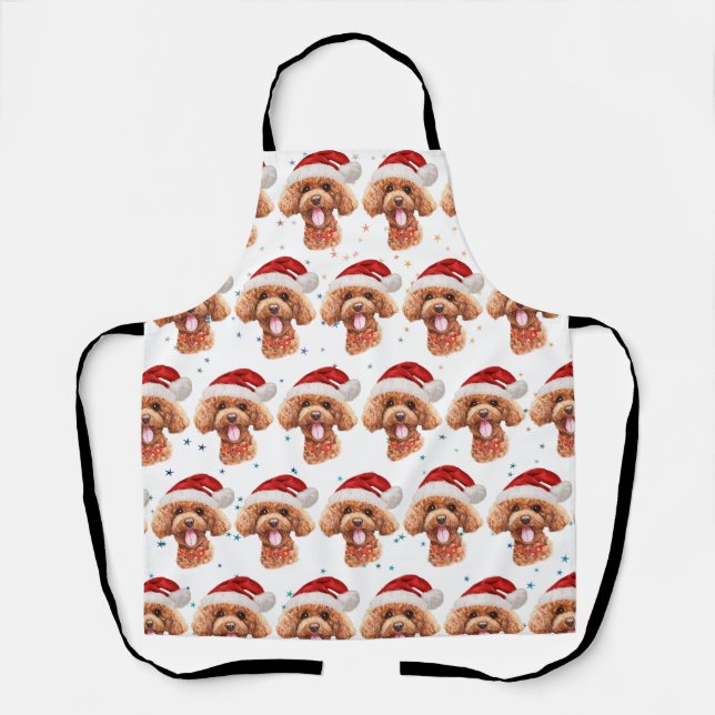 Tablier Étoiles de Noël de la race canine Caniche (Recto)
