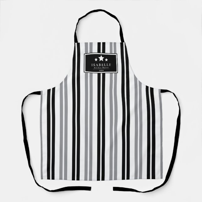 Tablier étoiles Kitchen Master rayures noires et g (Recto)
