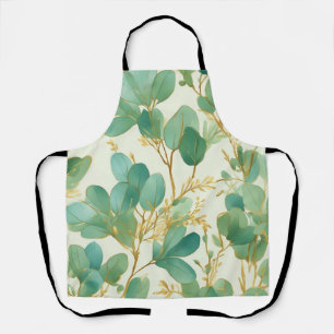Tablier Eucalyptus Feuille Green et Gold Design