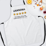 Tablier Examen amusant | Meilleure grand-mère de Cook<br><div class="desc">Tablier grand-parent personnalisé avec le titre "GRANDMA",  avec 5 étoiles d'or sur 5,  un excellent commentaire qui dit "le meilleur cuisinier du monde,  toujours saisons avec amour",  et les noms des enfants. Le titre peut être changé en grand-père,  maman,  papa ou tout autre parent.</div>