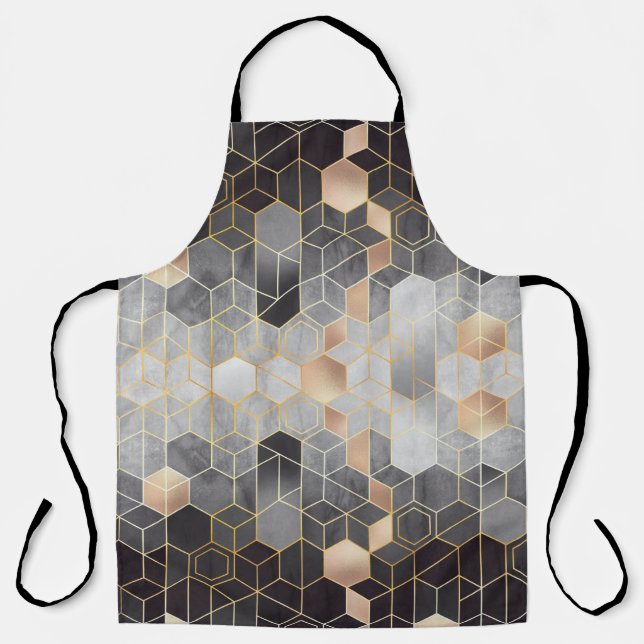Tablier Extraction géométrique des hexagones sur un noir e (Recto)