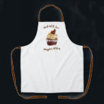Tablier Fabriqué Avec Amour Cupcake Bakery Chef Apron<br><div class="desc">Un mignon cupcake au chocolat avec un morceau de chocolat sur le dessus,  et les mots "fait avec amour" décorent ce tablier de cuisson. Personnalisez-le avec votre nom. Conçu pour vous par Blackberry Boulevard.</div>