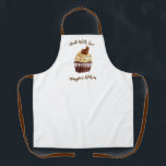 Tablier Fabriqué Avec Amour Cupcake Bakery Chef Apron<br><div class="desc">Un mignon cupcake au chocolat avec un morceau de chocolat sur le dessus,  et les mots "fait avec amour" décorent ce tablier de cuisson. Personnalisez-le avec votre nom. Conçu pour vous par Blackberry Boulevard.</div>