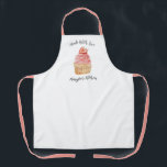 Tablier Fabriqué Avec Amour Cupcake Bakery Chef Apron<br><div class="desc">Un mignon cupcake au chocolat avec une fraise sur le dessus,  et les mots "fait avec amour" décorent ce tablier de cuisson. Personnalisez-le avec votre nom. Conçu pour vous par Blackberry Boulevard.</div>