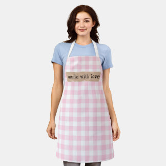Tablier Fabriqué avec Chèques Aimer-Rose et Blanc