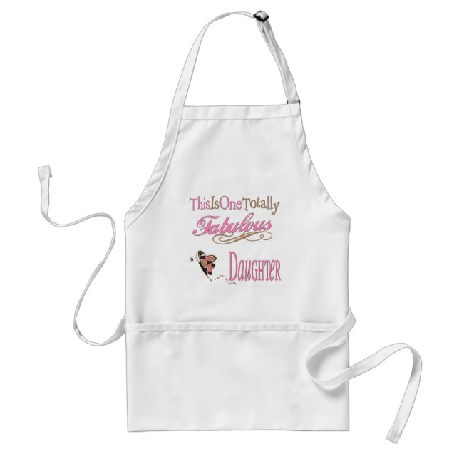 Tablier Fabuleuse fille avec papillon rose (Devant)