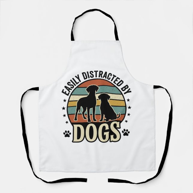 Tablier Facilement distrait par les chiens Design silhouet (Recto)