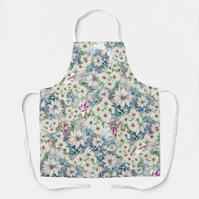 Tablier Faisceaux de printemps simples et motif floral ble (Recto)