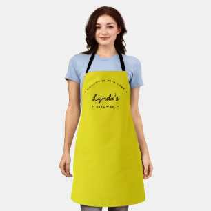 Tablier Fait maison avec amour Cuisine personnalisée Jaune