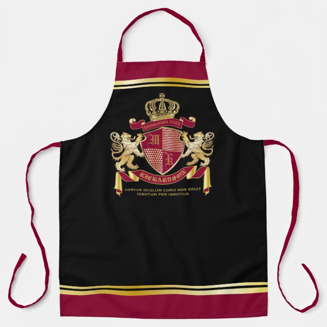 Tablier Faites votre propre blason d'armoiries d'or rouge (Recto)
