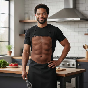 Tablier Fake Six pack abs déchiré tissu drôle illusion pho