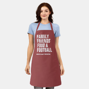 Tablier Famille amis nourriture et football maroon Thanksg