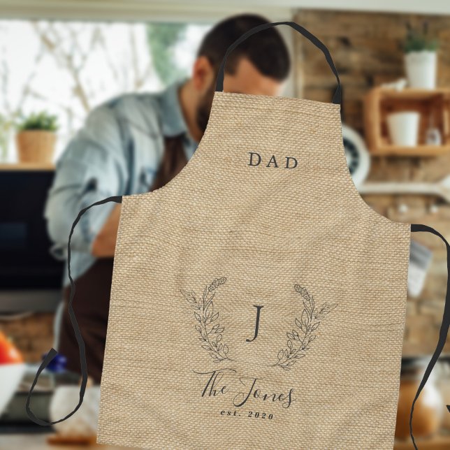 Tablier Famille de nom de monogramme personnalisé élégant  (Créateur téléchargé)