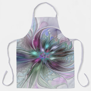 Tablier Fantaisie Abstraite Moderne Fleur Fractale Colorée