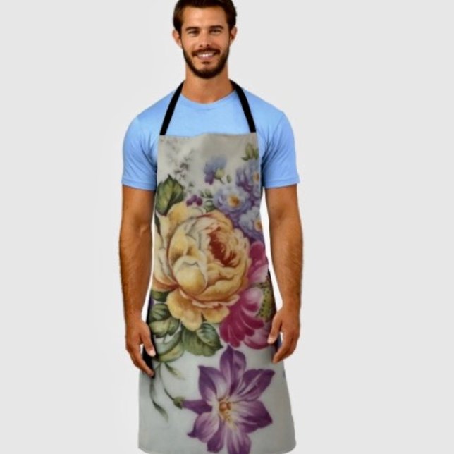 Tablier Fantaisie Florale  (Floral Fantasy Apron 100% polyester machine washable.)