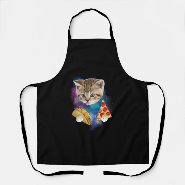 Tablier Fantaisie Galaxy Chemise de chat _ Space Cat Eat P (Recto)
