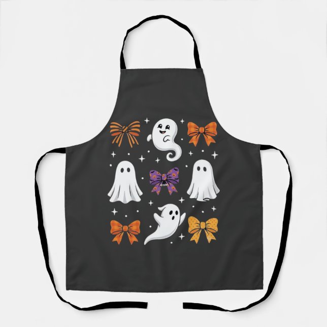 Tablier Fantôme Mignon avec Rubans Design Halloween_1 (Recto)