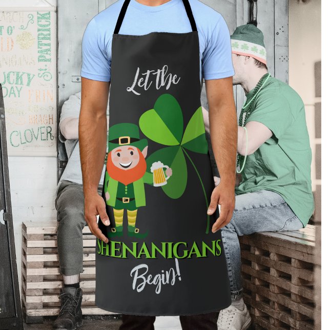 Tablier Farces Leprechaun Trèfle Fête de la Saint-Patrick (Créateur téléchargé)