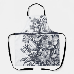 Tablier Farmhouse Floral Marine & Blanc