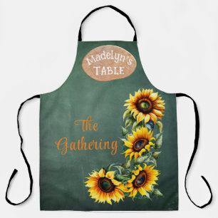 Tablier Farmhouse moderne Sunflower Botanique Personnalisé