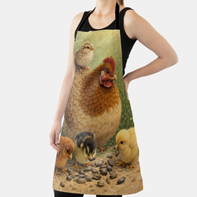 Tablier Farmhouse Mother Hen and Baby Chicks Apron (Insitu)