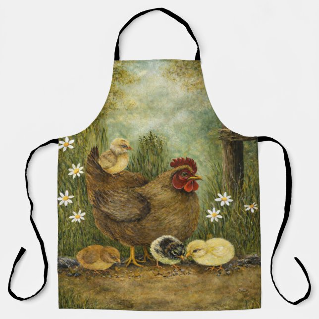 Tablier Farmhouse Mother Hen and Baby Chicks Apron (Recto)