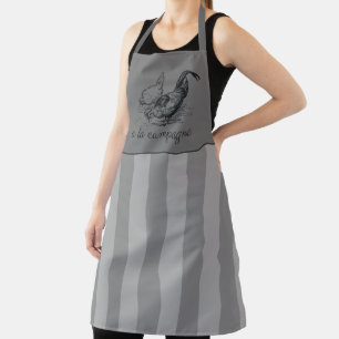 Tablier Farmhouse vintage rayures, poulet Apron