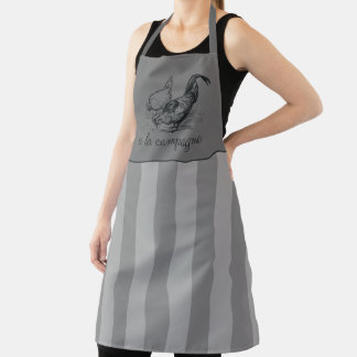 Tablier Farmhouse vintage rayures, poulet Apron