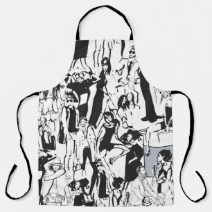 Tablier Fashion people : illustration vintage sans soudure