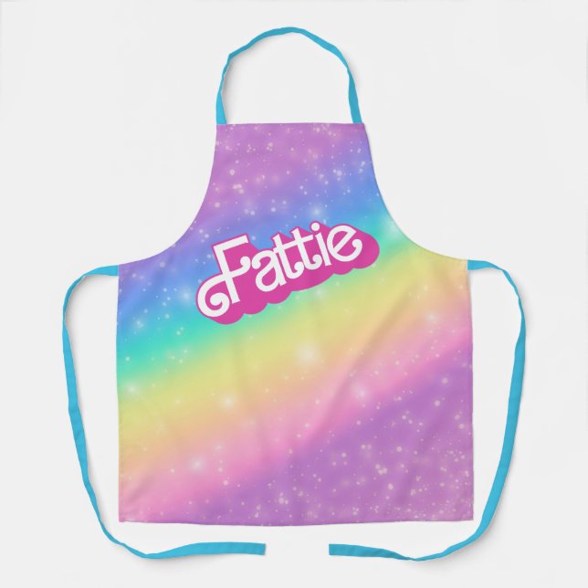 Tablier Fattie Plus Size Rainbow Retro 90's Nostalgia Chef (Recto)