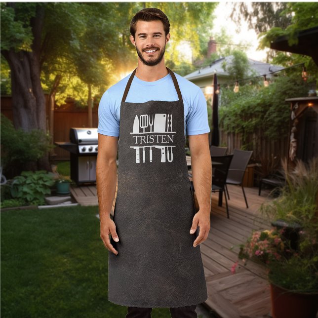 Tablier Faux Brown Cuir Chef Grill Fumeur Grill (Créateur téléchargé)