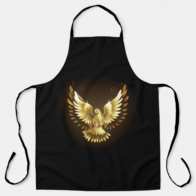 Tablier Faux Gold Foil Peace Dove en noir (Recto)
