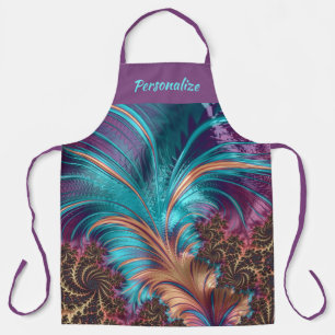 Tablier Feathers élégants Purple Turquoise Personnalisé