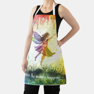 Tablier Fée Aquarelle Arc-en-Ciel – Fantaisie Magique