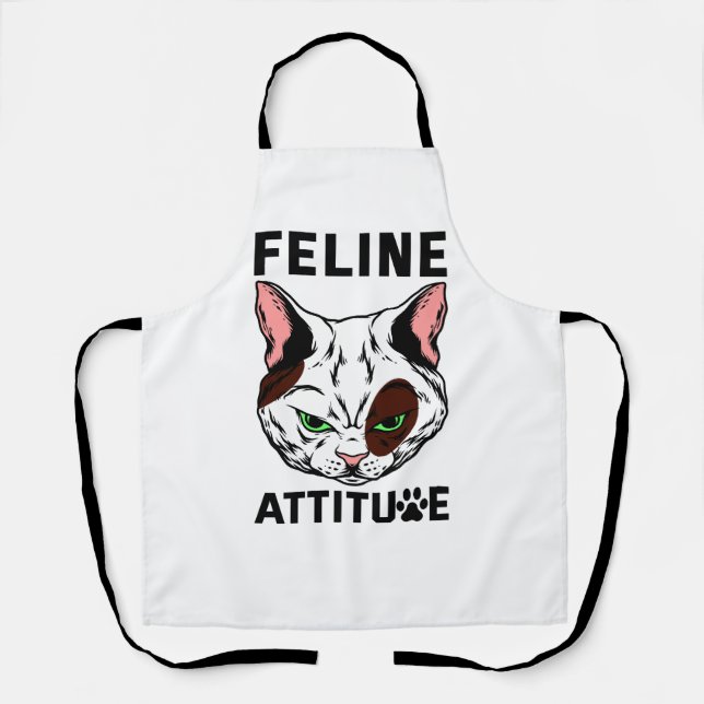 Tablier Feline Attitude Chat Mood Caractère animal de comp (Recto)