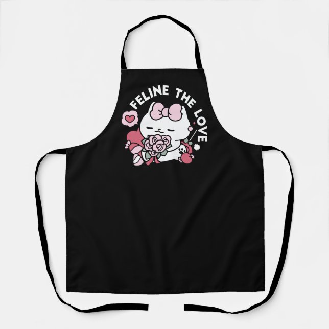 Tablier Feline the Love - Design de chat de la belle Valen (Recto)