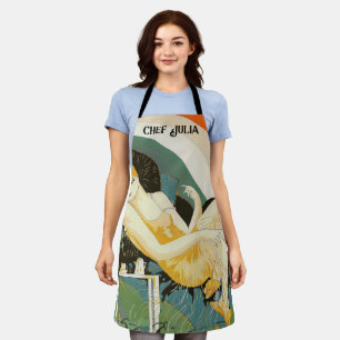 Tablier Femme Art Déco vintage allongée sur un canapé, Cho