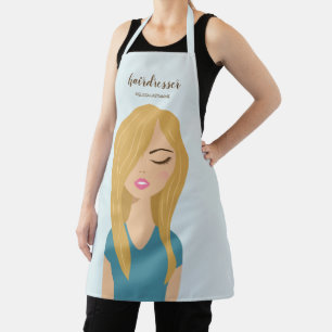 Tablier Femme aux cheveux blonds chez le coiffeur