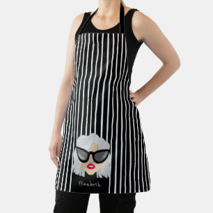 Tablier Femme cool à Haired Gris avec lunettes Nom personn