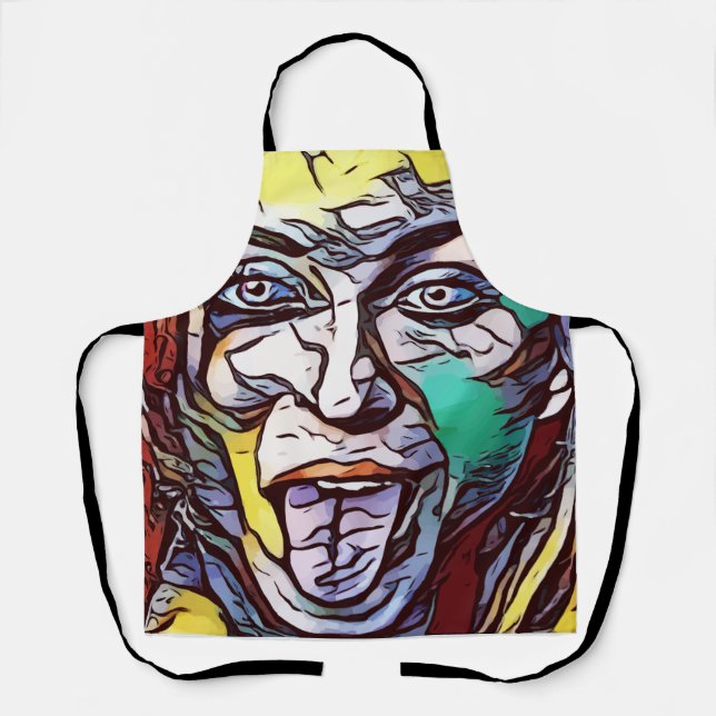 Tablier Femme Graffiti Peinture Art Visage Couleur Oeil (Recto)
