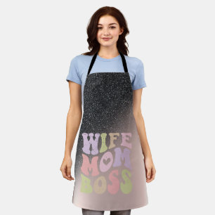 Tablier Femme Maman Boss Black Parties scintillant Ombre R