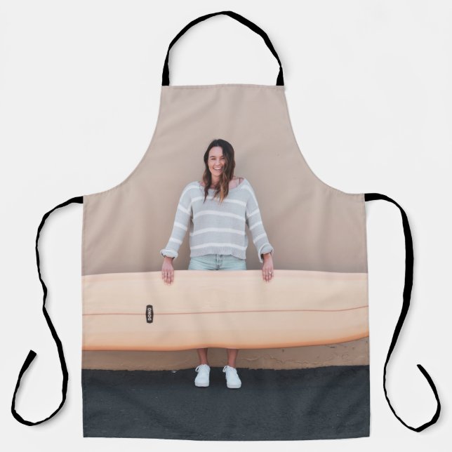 Tablier Femme portant gris et blanc rayé à manches longues (Recto)